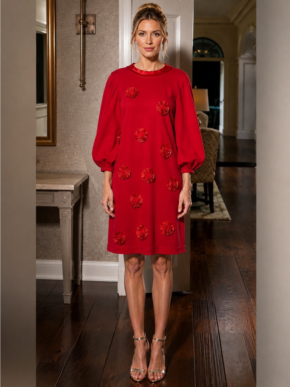 Tyler Boe Red Embellished Mini Dress
